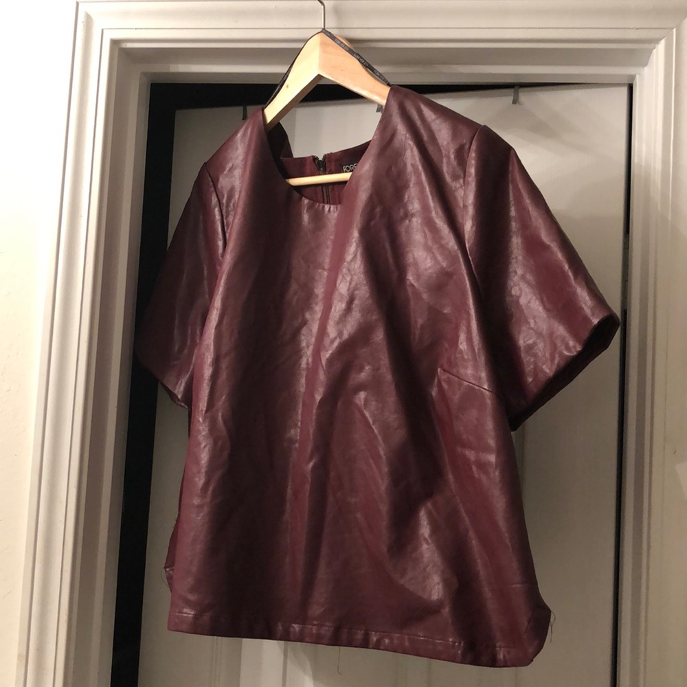 Burgundy Faux Leather Crop Top